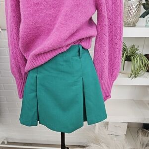Kelly Green Pleat Mini Skirt
